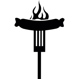 Burning sausage on a fork icon