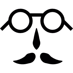 occhiali circolari e costume da baffi icona