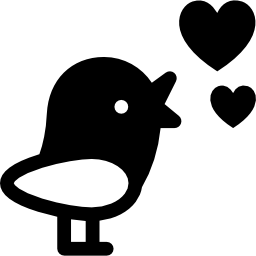 pájaro con corazones icono