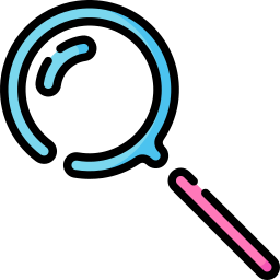 Neon magnifier icon