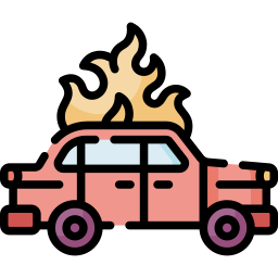 Car on fire icon