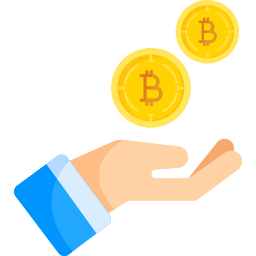 bitcoin ręką ikona