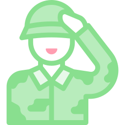 Soldier saluting flag icon