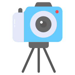 fotocamera su treppiede icona
