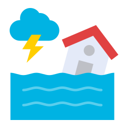 overstroomd huis icoon