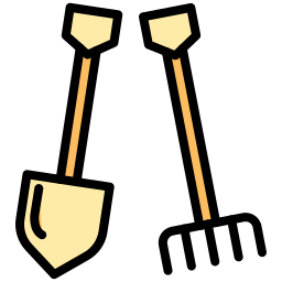 Лопата и грабли иконка