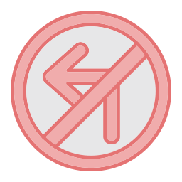 No turn left icon