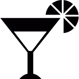 bicchiere da cocktail con una fetta d'arancia icona