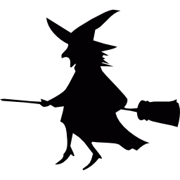 Flying witch on a broom icon