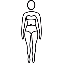 Woman standing with swim suit icon