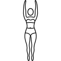 Woman standing practicing yoga stretching posture icon