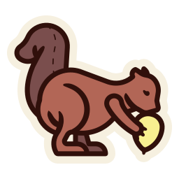 Squirrel and acorn icon