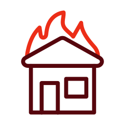 maison en flammes Icône