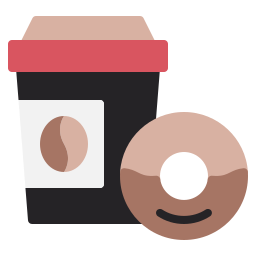 café y donut icono