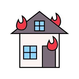 pożar domu ikona