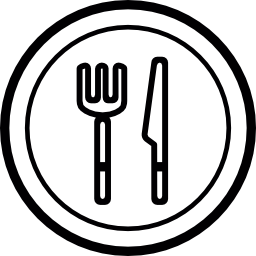 Plate, knife and fork icon