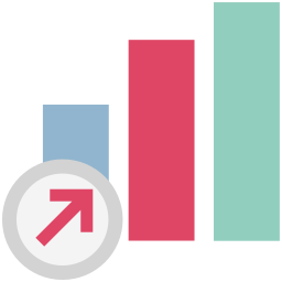 Bar graph with up arrow icon