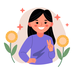 Female with peace hand icon