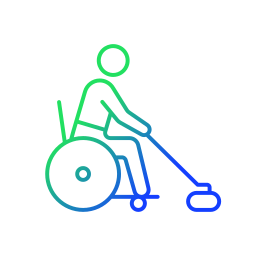 curling na wózku inwalidzkim ikona