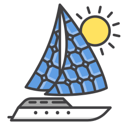 barca a vela solare icona