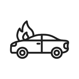 coche en llamas icono