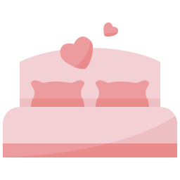 walentynkowe łóżko ikona