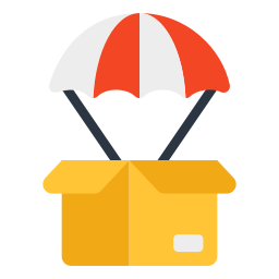Parachute shipment icon