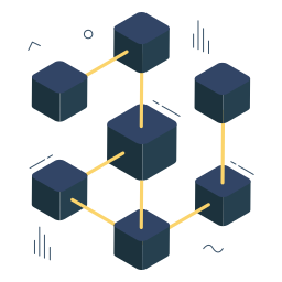 red de cadena de bloques icono