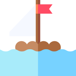 Wooden raft icon