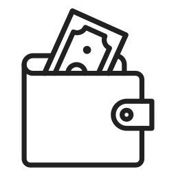 Money in wallet icon