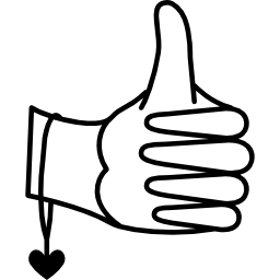 Thumb up with a heart hanging icon