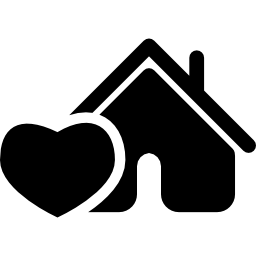 Home with like heart symbol icon