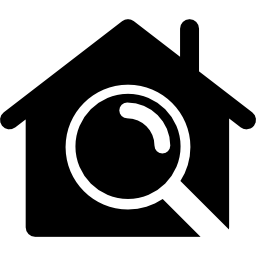 Home with zoom tool icon
