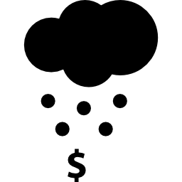 nube con granizo y símbolo de dólar icono