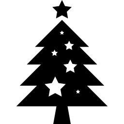 Christmas tree with stars ornaments icon