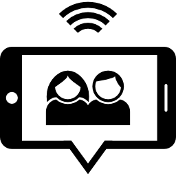 smartphone videoconferenza con gli amici icona