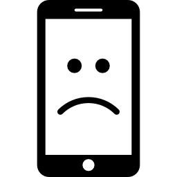 smartphone con faccina triste sullo schermo icona