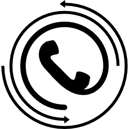Telephone receiver with circular arrows icon