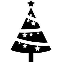 kerstboom versierd met sterren icoon