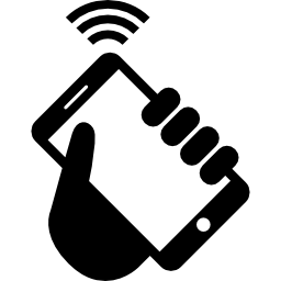 mão com smartphone e internet sem fio Ícone