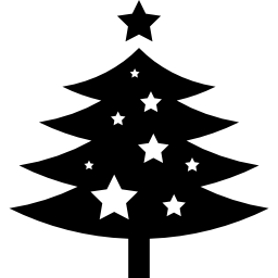 Christmas tree ornamented with stars icon