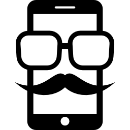 telefon mit brille und schnurrbart icon