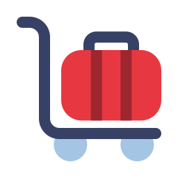 carrello porta valigie icona