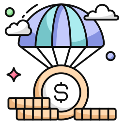 lanzamiento aéreo de riqueza icono