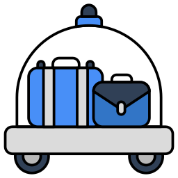 carrello porta valigie icona