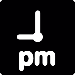 quadratische uhr mit pm-etikett icon