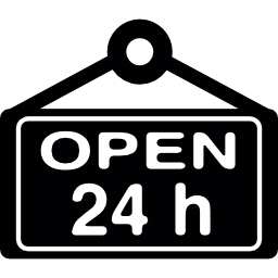 letrero abierto las 24 horas icono