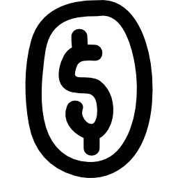 dollarteken in ovale vorm icoon