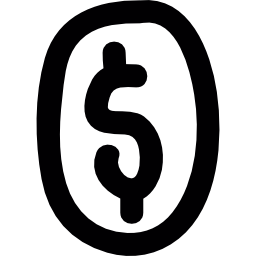 Dollar sign inside oval shape icon