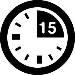 segno di 15 minuti sull'orologio icona